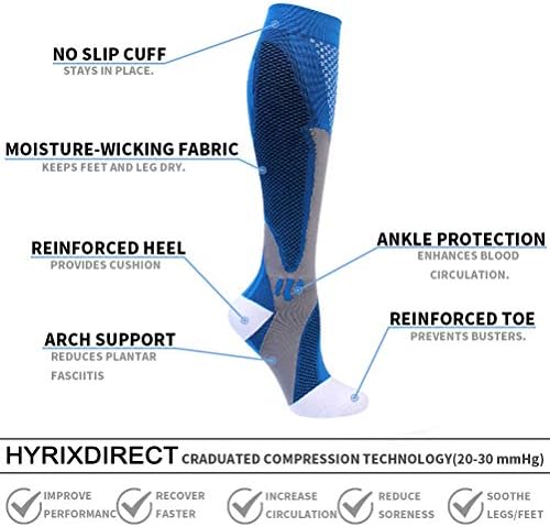 HYRIXDIRECT Compression Socks for Men Women 20-30 mmHg Medical Compression - Travel With Glen Compression Socks for Men Women