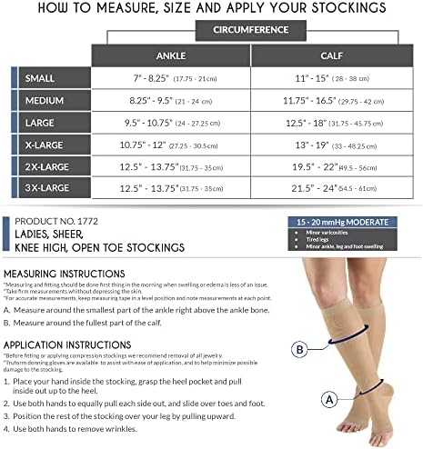 Truform Sheer Compression Stockings, 15-20 mmHg, Women's Knee High Length, - Travel With Glen