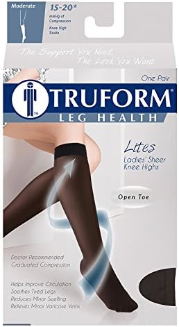 Truform Sheer Compression Stockings, 15-20 mmHg, Women's Knee High Length, - Travel With Glen