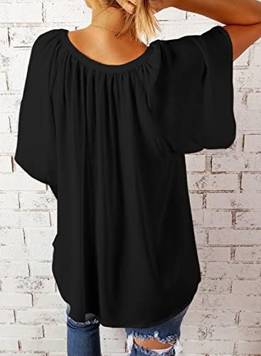 Dokotoo Womens Chiffon Blouses Casual Solid Bell Sleeve Shirt Loose - Travel With Glen