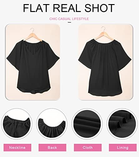 Dokotoo Womens Chiffon Blouses Casual Solid Bell Sleeve Shirt Loose - Travel With Glen