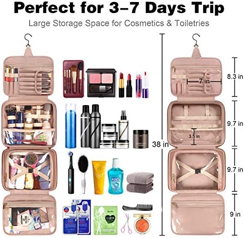 Toiletry Bag, Hanging Travel Makeup Bag for Women, Large Waterproof - Travel With Glen