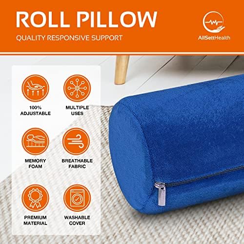 Round Cervical Roll Cylinder Bolster Pillow, Memory Foam Removable Washable - Travel With Glen
