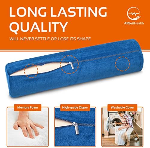 Round Cervical Roll Cylinder Bolster Pillow, Memory Foam Removable Washable - Travel With Glen