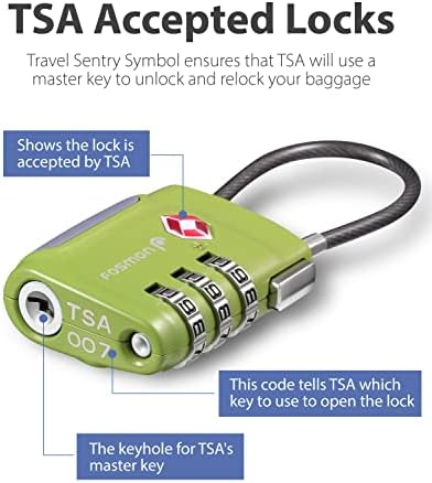 Fosmon TSA Accepted Cable Luggage Locks (4 Pack), 3 Digit - Travel With Glen