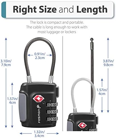 Fosmon TSA Accepted Cable Luggage Locks (4 Pack), 3 Digit - Travel With Glen