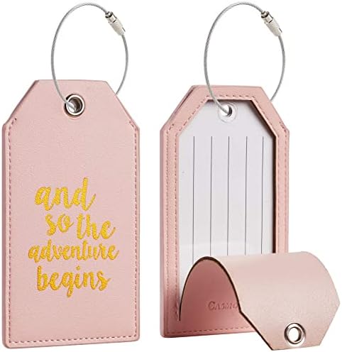 Casmonal Luggage Tags with Full Back Privacy Cover w/Steel Loops - Travel With Glen