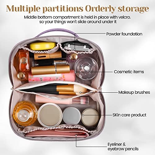 SFXULIX Large Capacity Travel Cosmetic Bag - PU Leather Waterproof, - Travel With Glen