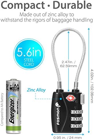 TSA Accepted Cable Luggage Locks, Fosmon (3 Pack) 3 Digit - Travel With Glen