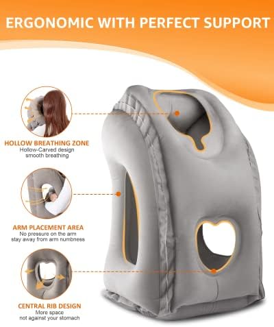 Sunany Inflatable Neck Pillow Used for Airplanes/Cars/Buses/Trains/Office Napping with Free - Travel With Glen