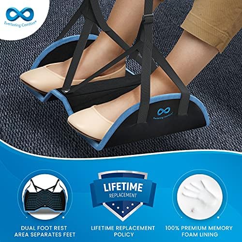 Everlasting Comfort Airplane Footrest - Ergonomic Adjustable Foot and Heel - Travel With Glen