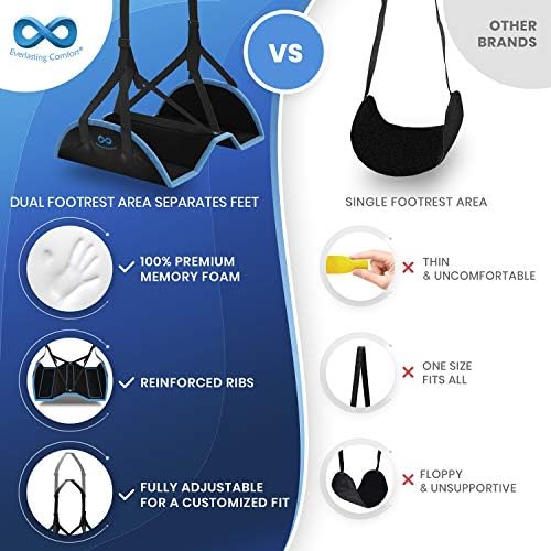 Everlasting Comfort Airplane Footrest - Ergonomic Adjustable Foot and Heel - Travel With Glen