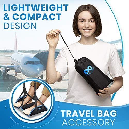 Everlasting Comfort Airplane Footrest - Ergonomic Adjustable Foot and Heel - Travel With Glen