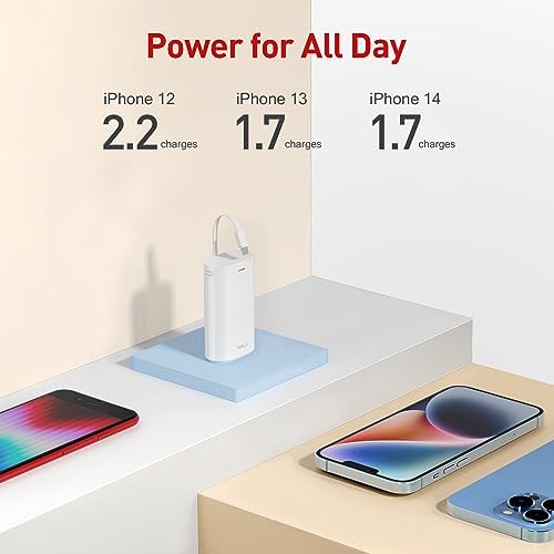 iWALK Portable Charger 9000mAh Ultra-Compact Power Bank with Built-in Cable,Small - Travel With Glen
