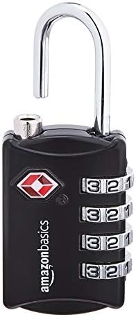 Amazon Basics TSA Accepted Cable 4-Digit Combination Lock, Black, 2-Pack - Travel With Glen