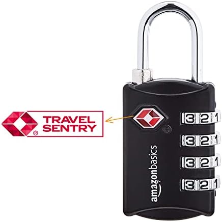 Amazon Basics TSA Accepted Cable 4-Digit Combination Lock, Black, 2-Pack - Travel With Glen