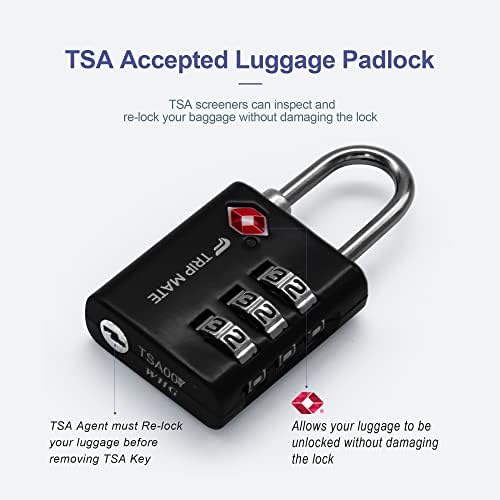 Trip Mate - TSA Approved Combination Luggage Locks for Travel, - Travel With Glen