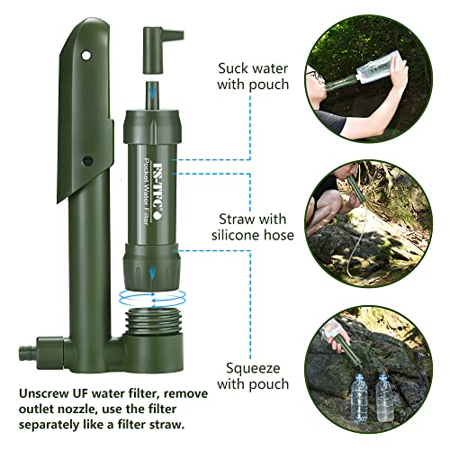 FS-TFC Pocket Water Filter Hand Pump Portable Water Purifier Emergency - Travel With Glen