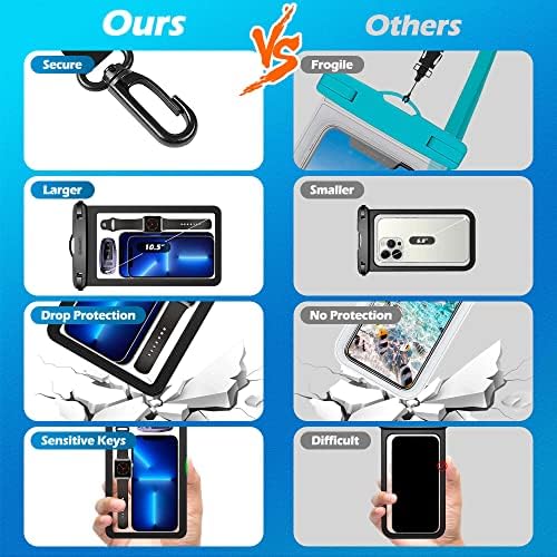 Large Waterproof Phone Pouch :3 Pack Underwater Clear Cell Smartphone - Travel With Glen