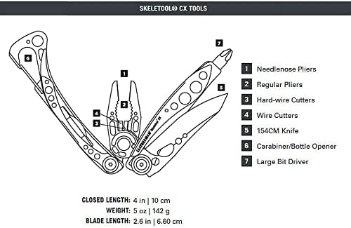 LEATHERMAN, Skeletool CX Lightweight Multitool with Pliers, Knife and Bottle - Travel With Glen