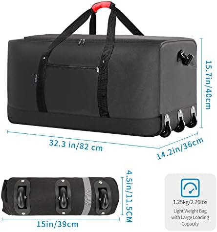 Finnhomy 120L Foldable Rolling Duffel hebing - Travel With Glen