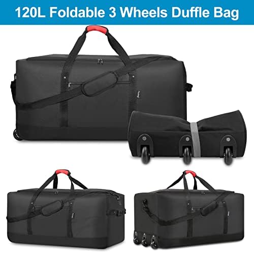 Finnhomy 120L Foldable Rolling Duffel hebing - Travel With Glen