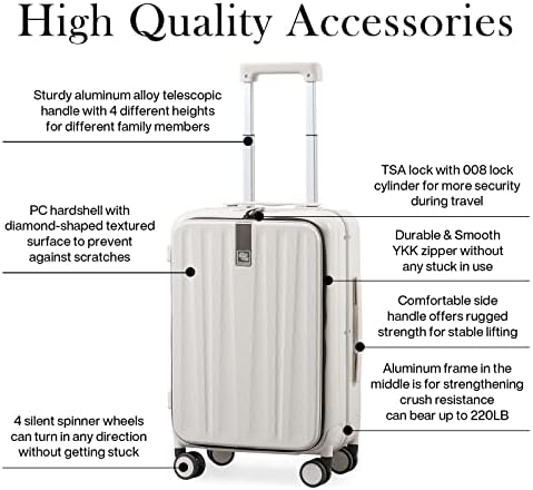 Hanke Carry On Luggage, Suitcase with Wheels & Front Opening, - Travel With Glen