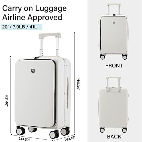 Hanke 20 Inch Carry On Luggage with Front Pocket Aluminum - Travel With Glen
