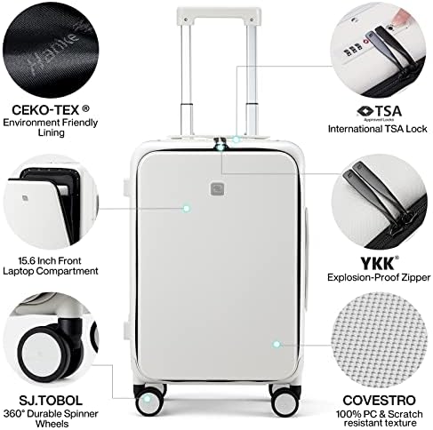 Hanke 20 Inch Carry On Luggage with Front Pocket Aluminum - Travel With Glen