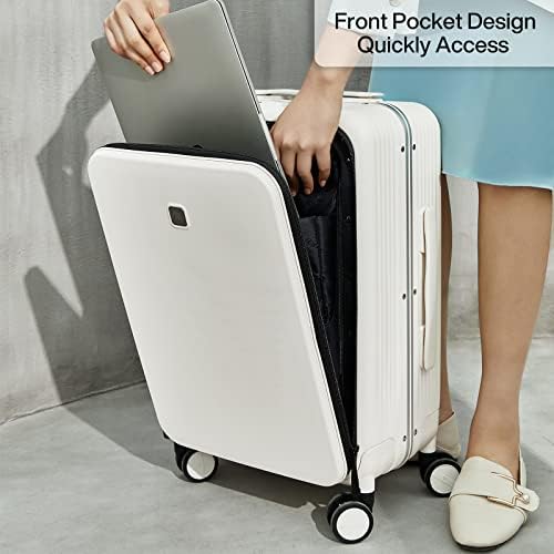 Hanke 20 Inch Carry On Luggage with Front Pocket Aluminum - Travel With Glen