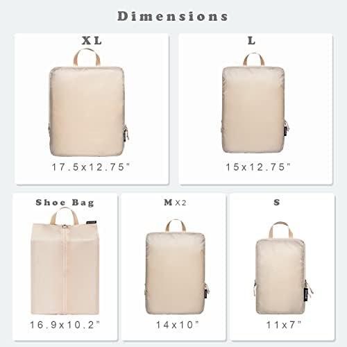 BAGAIL 6 Set Ultralight Compression Packing Cubes Packing Organizer with - Travel With Glen