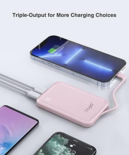 TG90° 4500mah Small Portable Power Bank Built-in Cable, Ultra Slim - Travel With Glen
