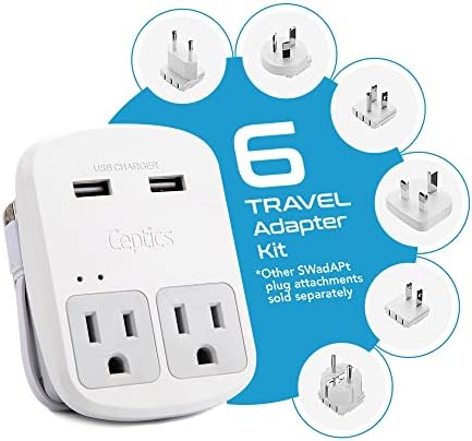Ceptics World Travel Adapter Kit - QC 3.0 2 USB - Travel With Glen
