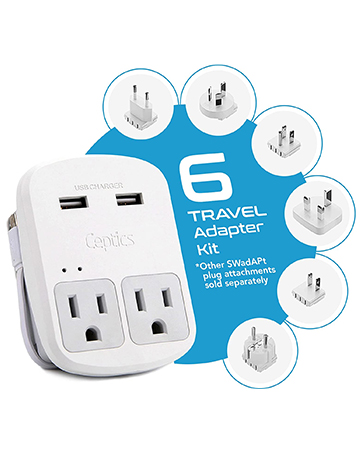 Ceptics World Travel Adapter Kit - QC 3.0 2 USB - Travel With Glen