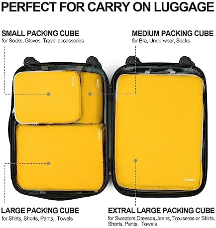 Gonex Compression Packing Cubes, 3pcs/4pcs Expandable Storage Travel Luggage Bags - Travel With Glen