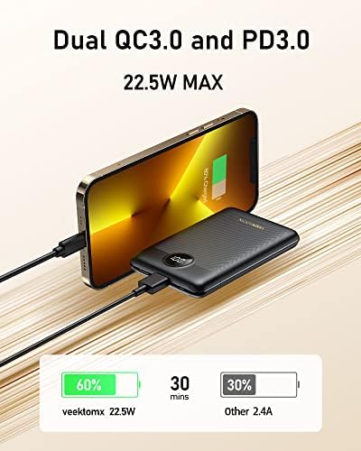 VEEKTOMX Mini Power Bank 10000mAh, 22.5W Fast Charging Small Portable - Travel With Glen