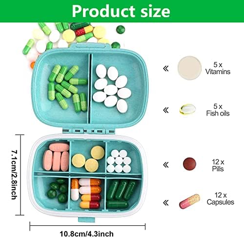 Travel Pill Container, Portable Small Cute Pill Case, 8 Compartment - Travel With Glen