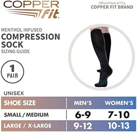 Copper Fit ICE Unisex Menthol Infused Compression Socks, Large/X-Large - Travel With Glen