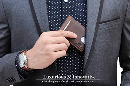 SERMAN BRANDS RFID Blocking Slim Bifold Genuine Leather Minimalist Front - Travel With Glen