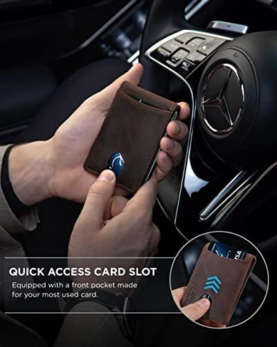 SERMAN BRANDS RFID Blocking Slim Bifold Genuine Leather Minimalist Front - Travel With Glen