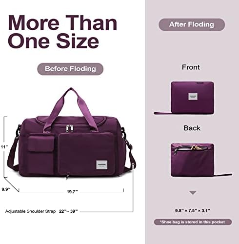 WOOMADA Foldable Travel Duffel Bag with Shoes Compartment, Overnight Bag - Travel With Glen