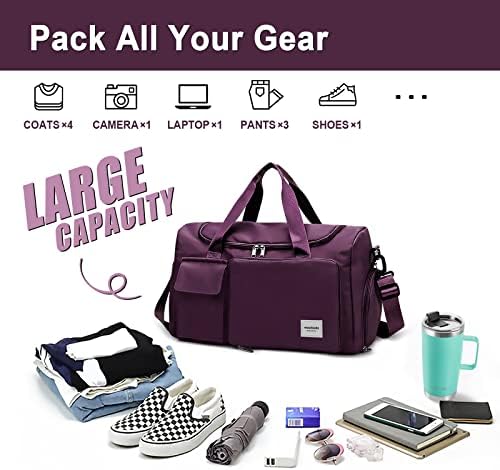 WOOMADA Foldable Travel Duffel Bag with Shoes Compartment, Overnight Bag - Travel With Glen