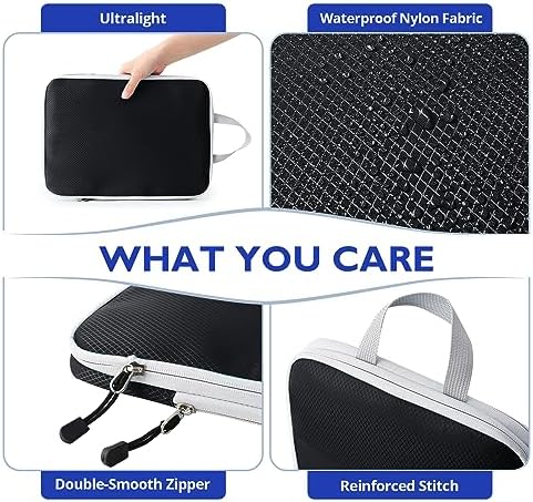 VINOWO Compression Packing Cubes for Suitcases, 4 Set Packing Cubes - Travel With Glen