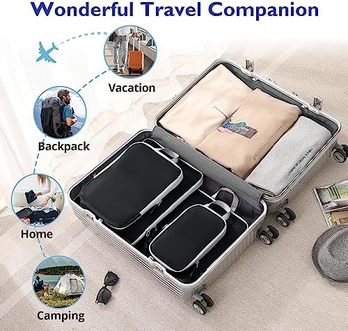 VINOWO Compression Packing Cubes for Suitcases, 4 Set Packing Cubes - Travel With Glen