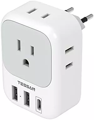 European Travel Plug Adapter USB C, TESSAN International Plug Adapter - Travel With Glen Travel adapter