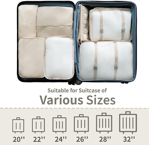 GRANNY SAYS 8 Set Beige Packing Cubes for Carry on - Travel With Glen