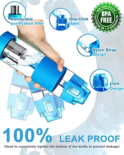 Filterelated Quickly Alkaline Water Bottle 22oz Minerals Filtered Water Bottle - Travel With Glen