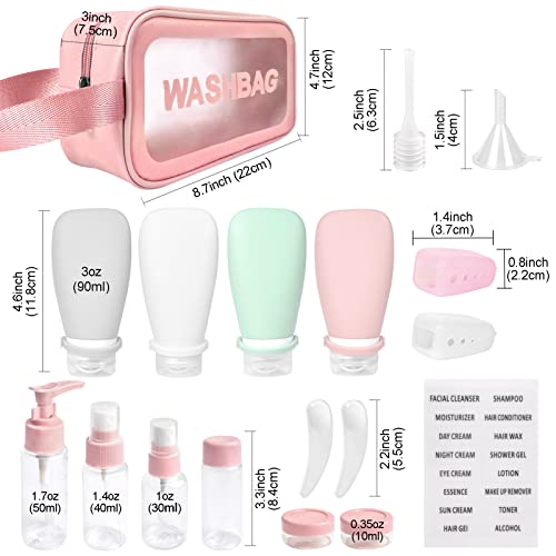 18 Pcs Travel Bottles for Toiletries Gym TSA Approved, Leak - Travel With Glen