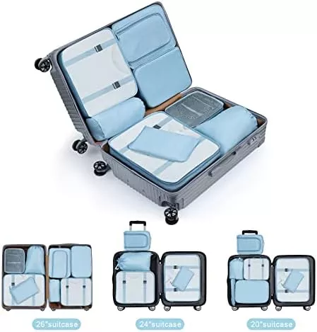 DIMJ Packing Cubes for Travel, 8Pcs Travel Cubes Set Foldable - Travel With Glen