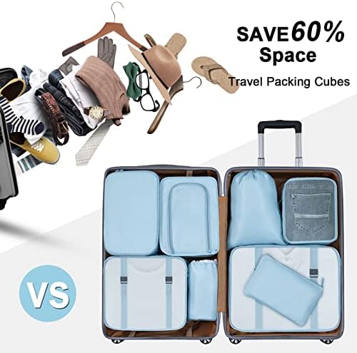 DIMJ Packing Cubes for Travel, 8Pcs Travel Cubes Set Foldable - Travel With Glen